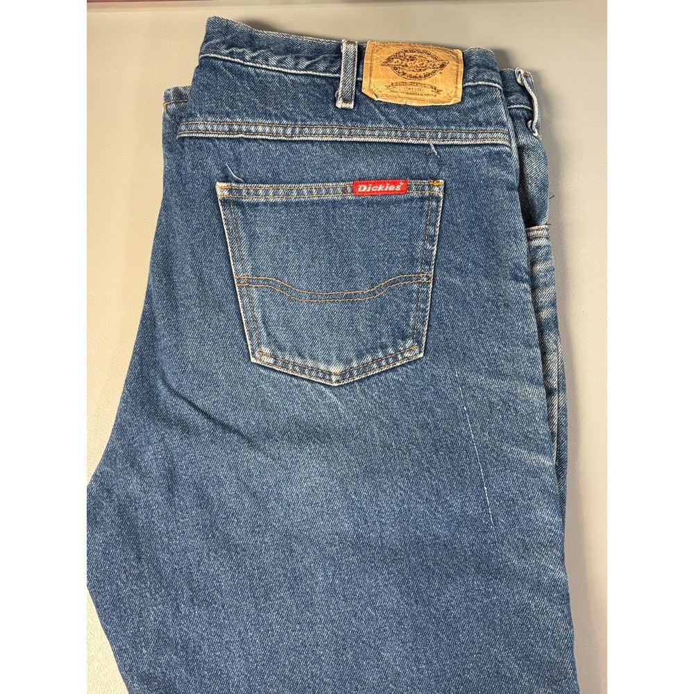 Dickies Tapered Leg Jeans Mens Denim 5-Pocket Flannel Lined Whisker W38 L30 Blue